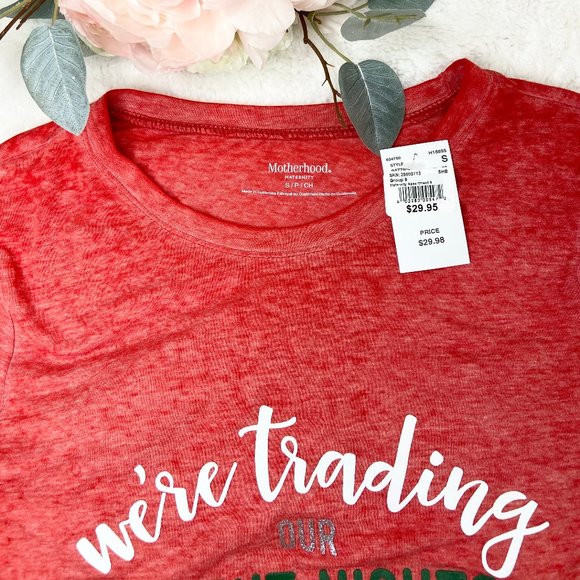 Motherhood Maternity Holiday Long Sleeve T-Shirt Red Small - Picture 6 of 8
